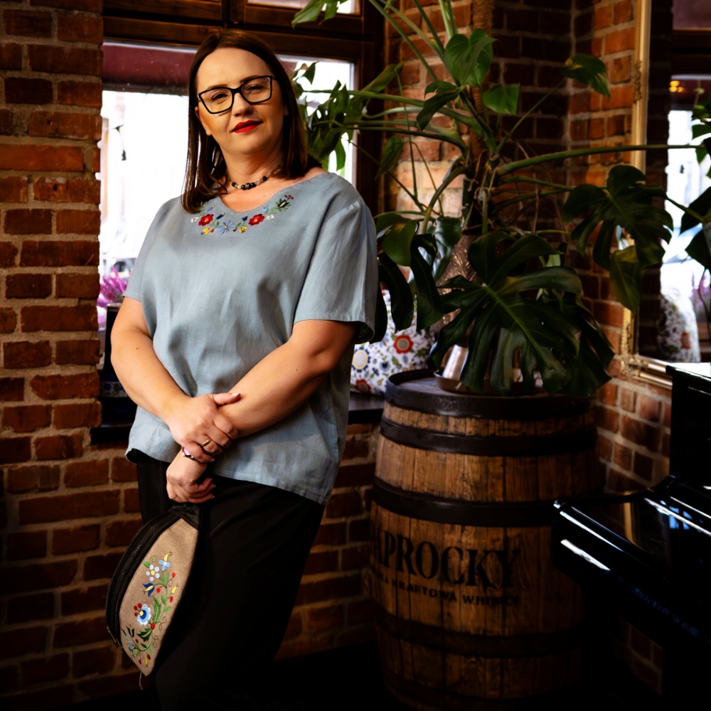 Bluzka Len Róże 3 Bluzka Len Roze