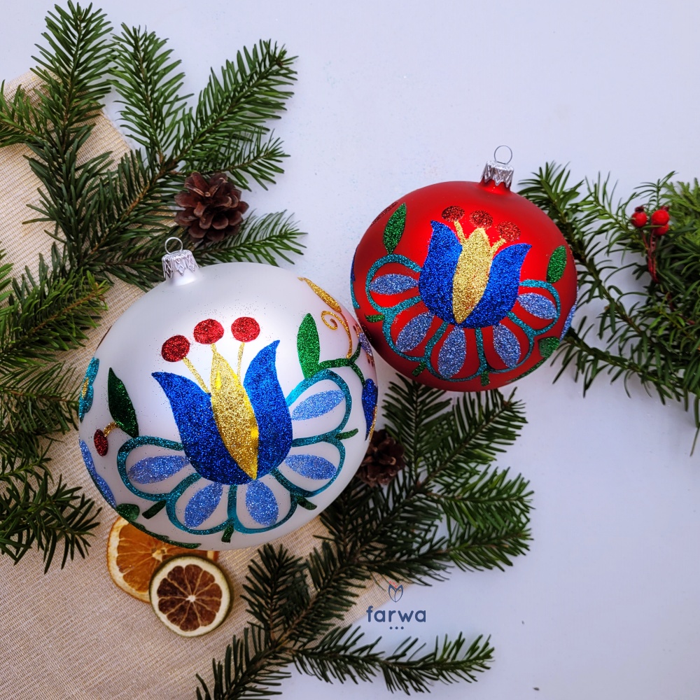 Bombki szklane brokatowe 2 Bombki szklane brokatowe