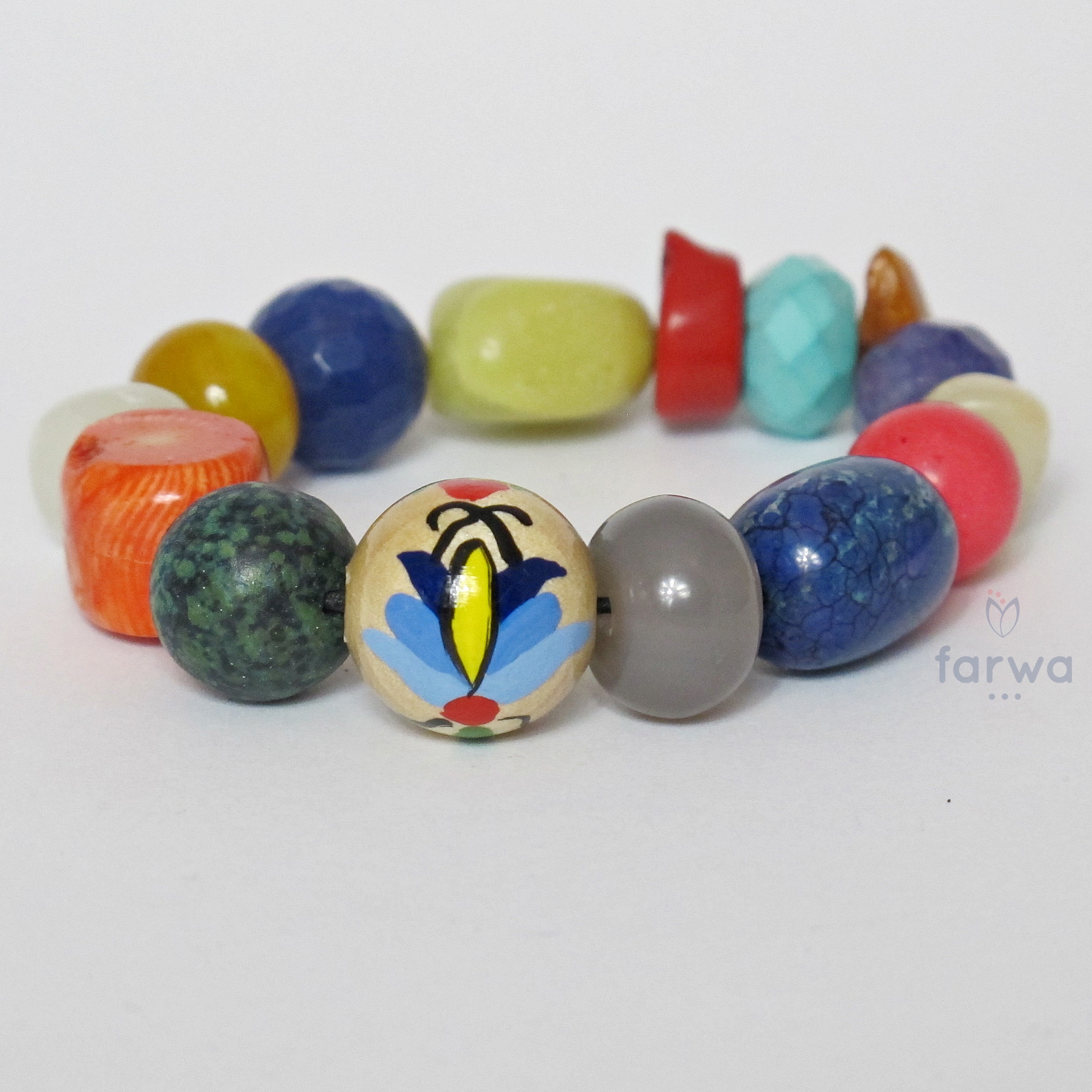 Bransoletka na gumce z kamieniami naturalnymi „Farwna”