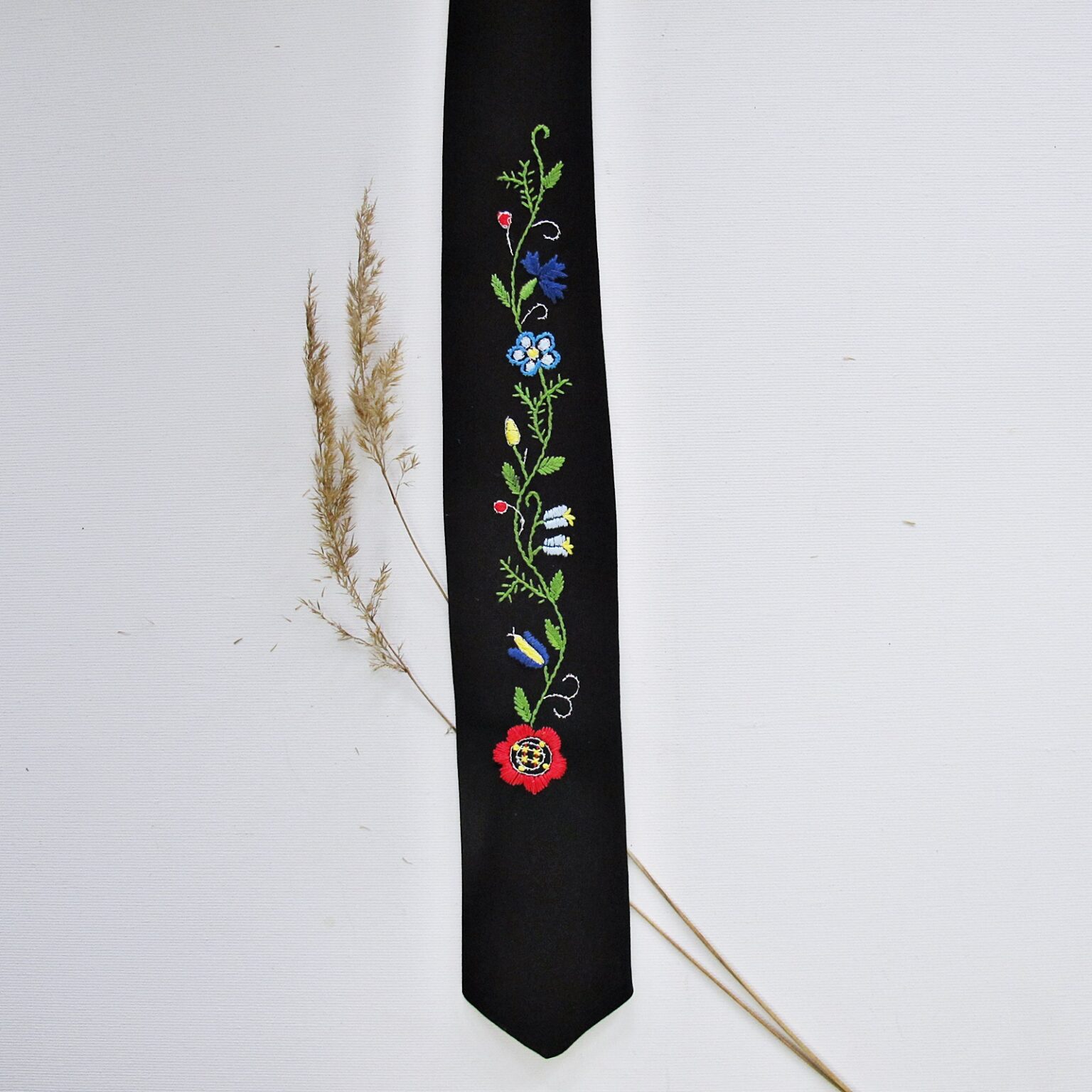 Krawat Kaszubski wąski – czarny