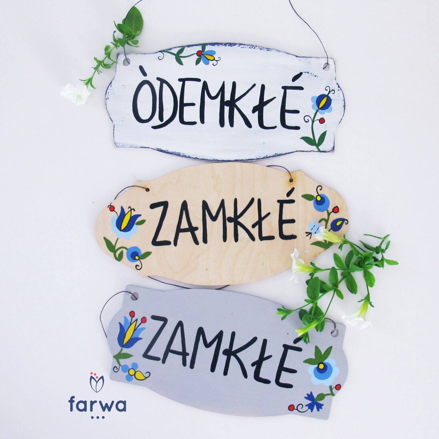 Tabliczka „Òdemkłé – Zamkłé ” – haft żukowski