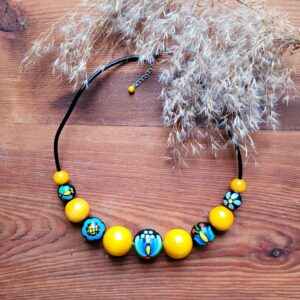 Naszyjnik czarno zolty x