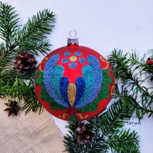 Bombka czerwona brokat x