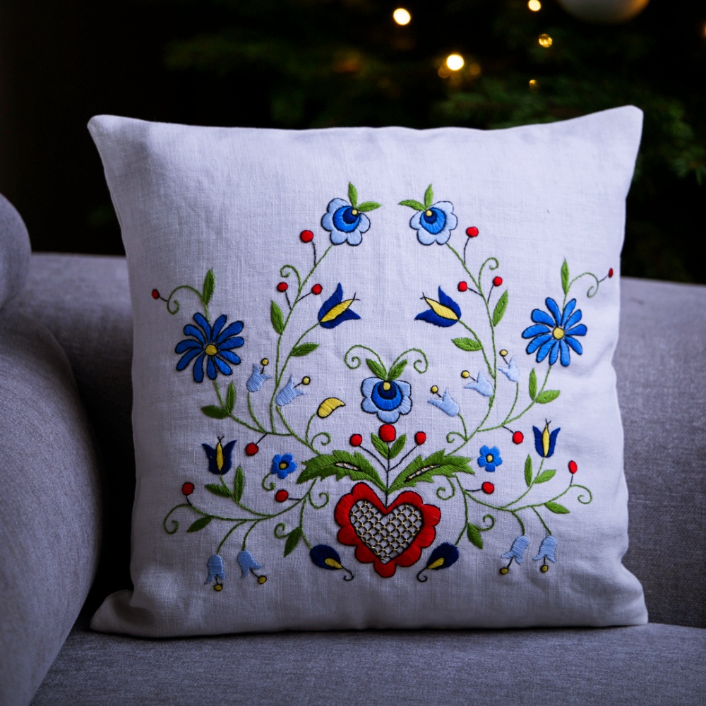 Poszewka Biała len Poszewka kaszubska lniana – biała