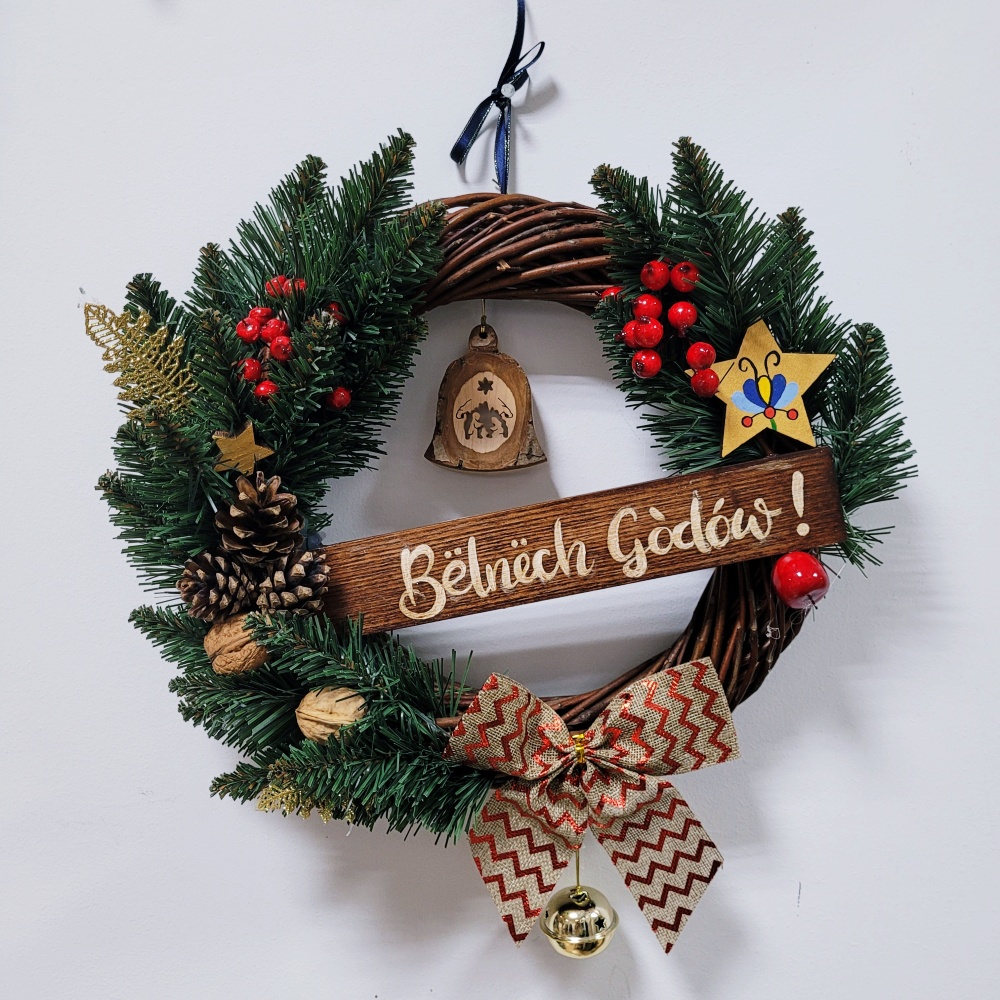 Wianek na drzwi Bëlnëch Gòdów wiklina 2 Wieniec wiklinowy „Bëlnëch Gòdów”