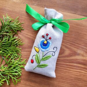 Woreczek lniany Haft z lawenda x