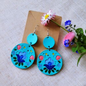 Kolczyki ze skory turkus jasny  x