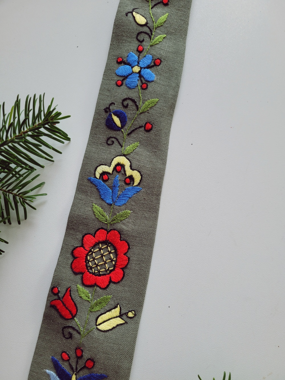 Krawat zielony - haft wejherowski 2 Krawat zielony haft wejherowski