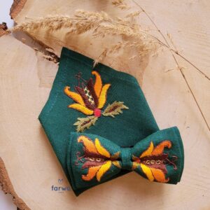 Muszka Poszetka zielona haft borowiacki  x