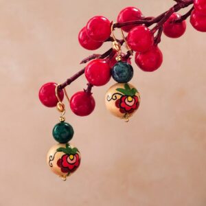 Kolczyki zlote haft wdzydzki  x