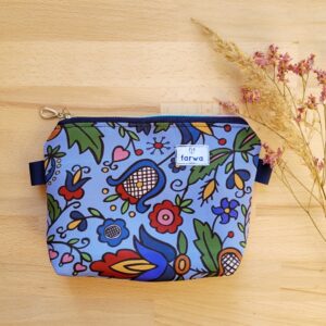 Kosmetyczka mala haft wdzydzki niebieska x