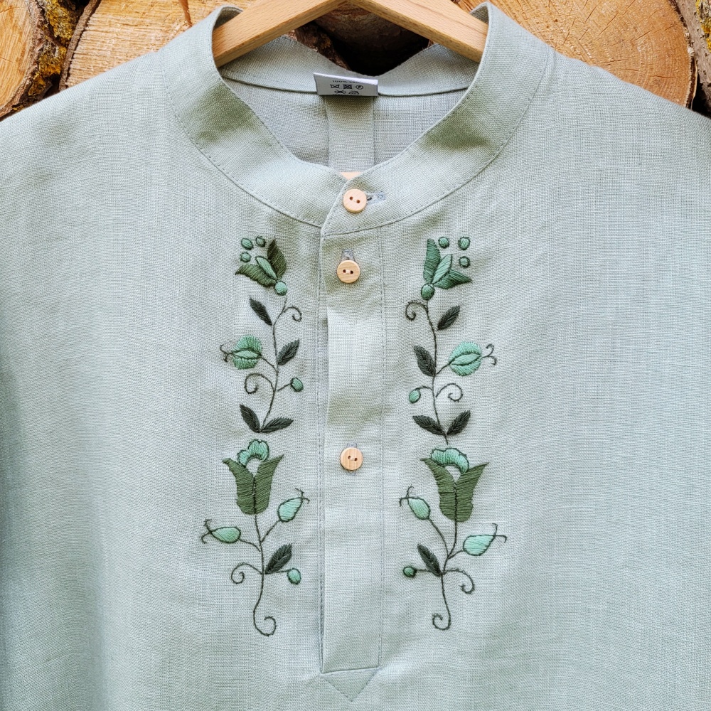 Koszula lniana zielona-mięta 2 Koszula lniana zielona mieta