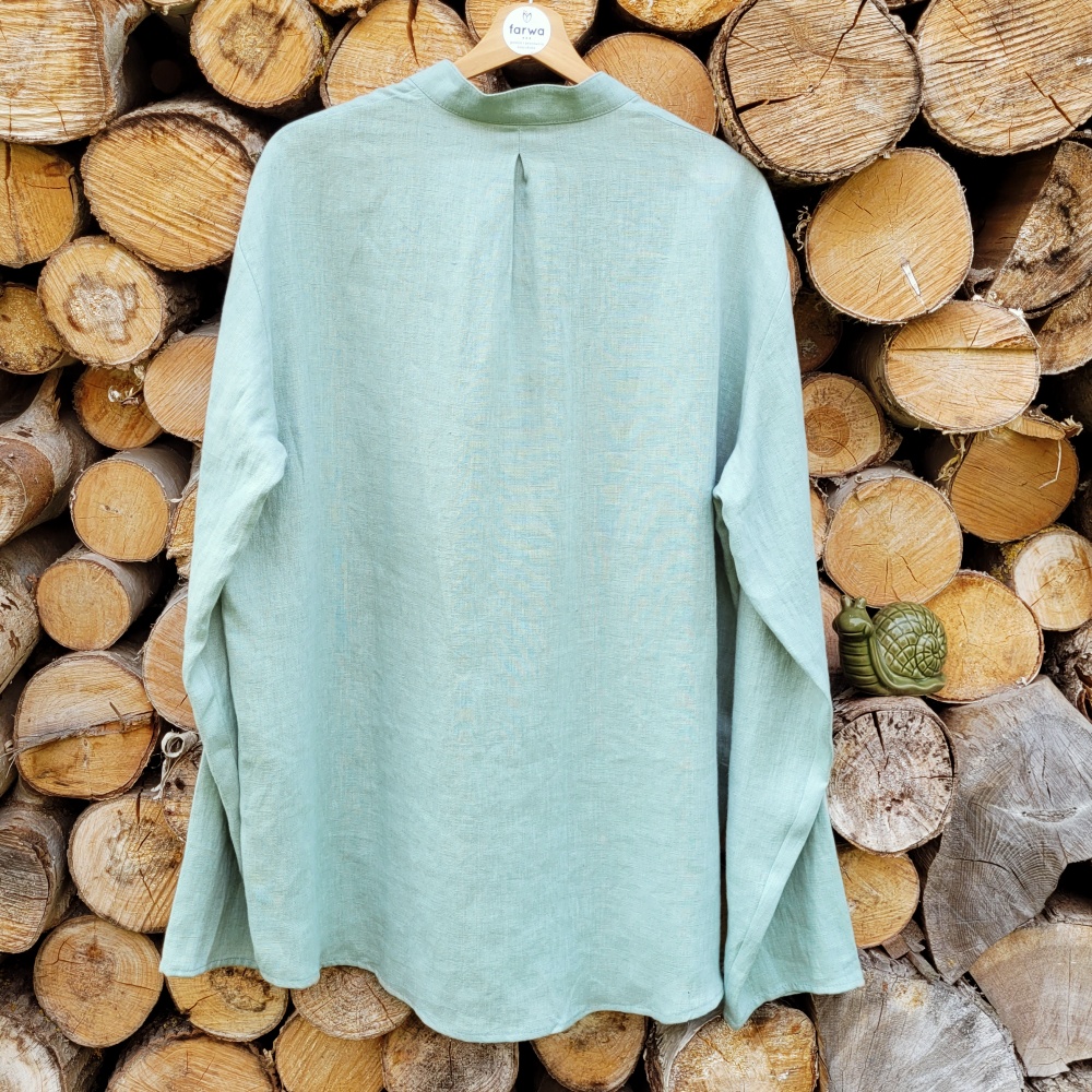 Koszula lniana zielona-mięta 3 Koszula lniana zielona mieta